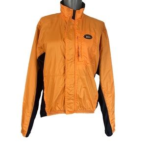 Vintage 90’s REI Womens Orange Windbreaker w/ Fleece Lining Cycling Jacket Sz M
